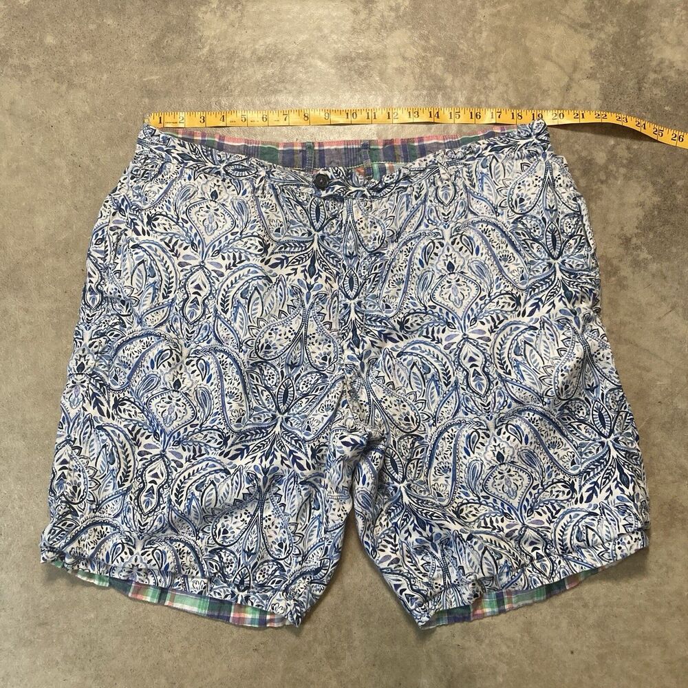 Tommy Bahama Shorts Mens‎ 40 Reversible Chino Linen Paisley Plaid Resort